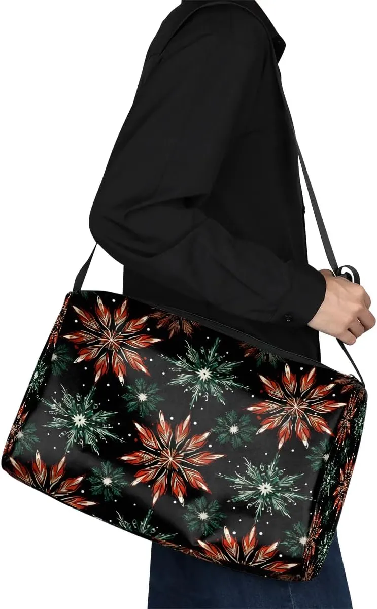 Weekend Bag Creative Art Flower Printing Lightweight Carry On Duffel Bag Waterproof Gym Bag Pu Leather Duffle Bag for Workout Travel Sport