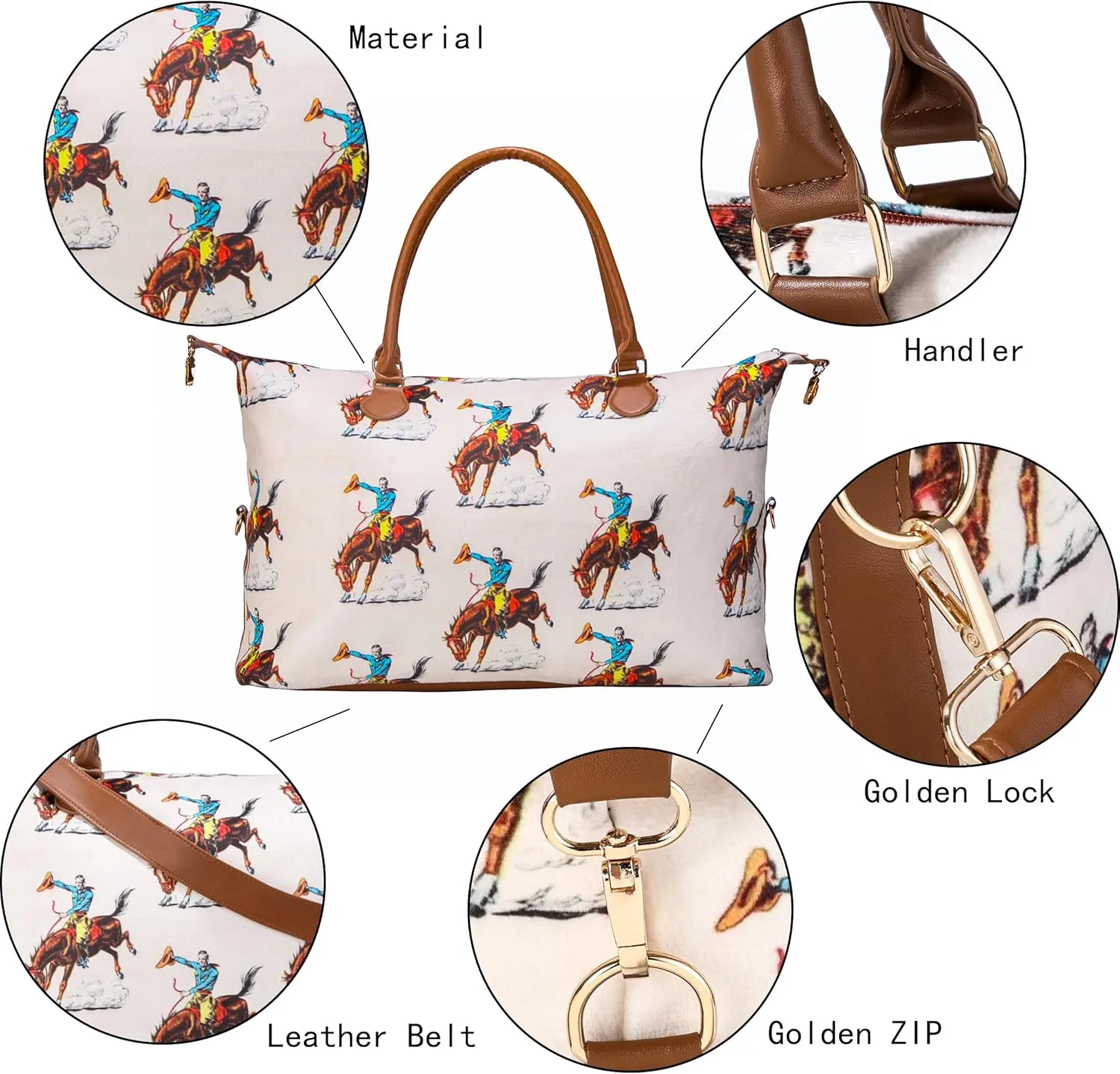 Weekender Bag Duffle Bag For Women Large Travel Tote Bag Overnight Weekend Bags With Shoulder Strap Cow Leopard Atzec…