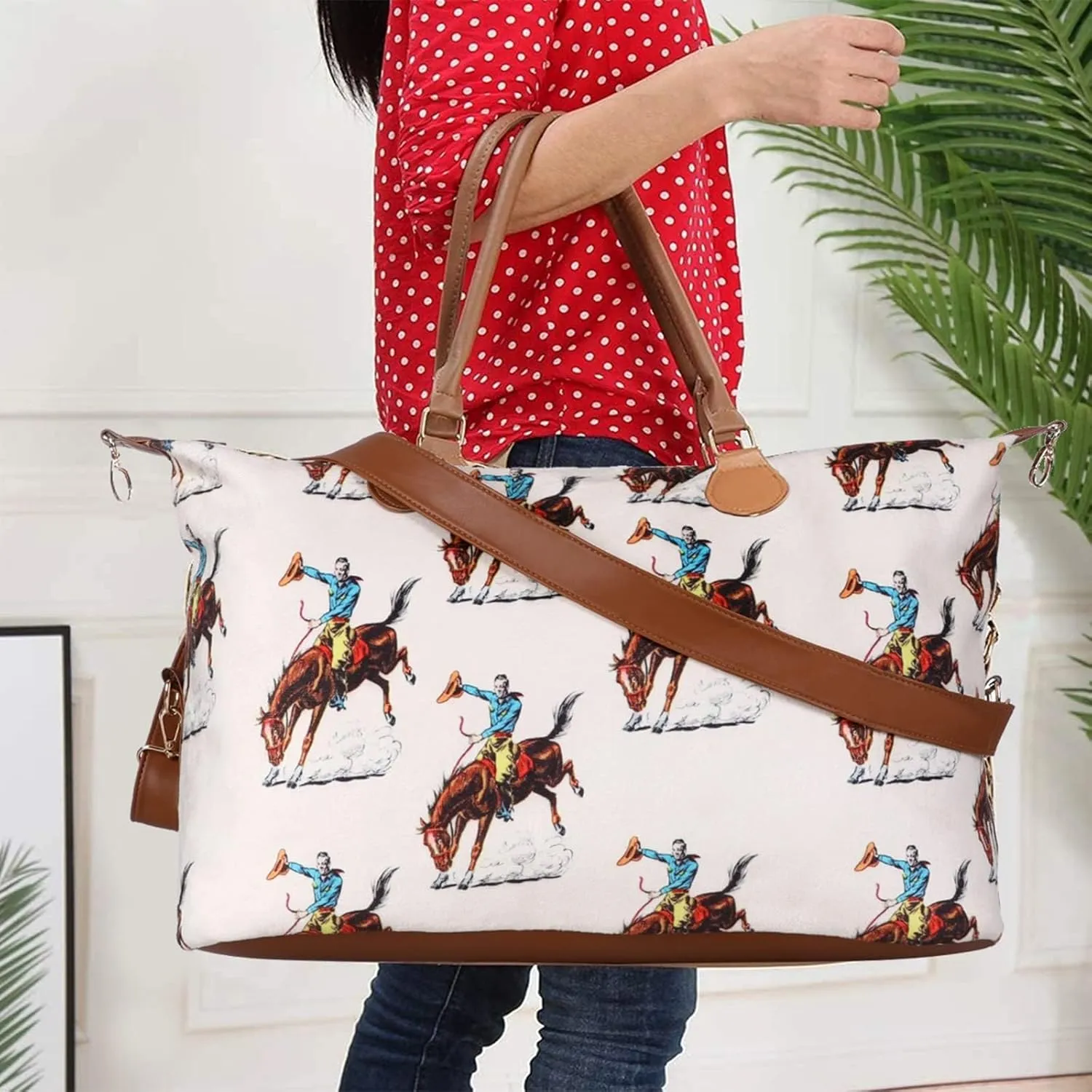 Weekender Bag Duffle Bag For Women Large Travel Tote Bag Overnight Weekend Bags With Shoulder Strap Cow Leopard Atzec…