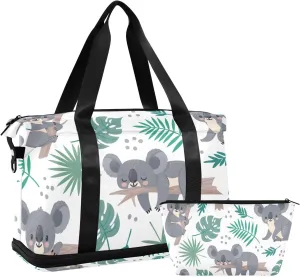 Weekender Bag Set Cute Australian Koalas Sport Travel Duffel Bag Large Tote Bag with Shoe Compartment
