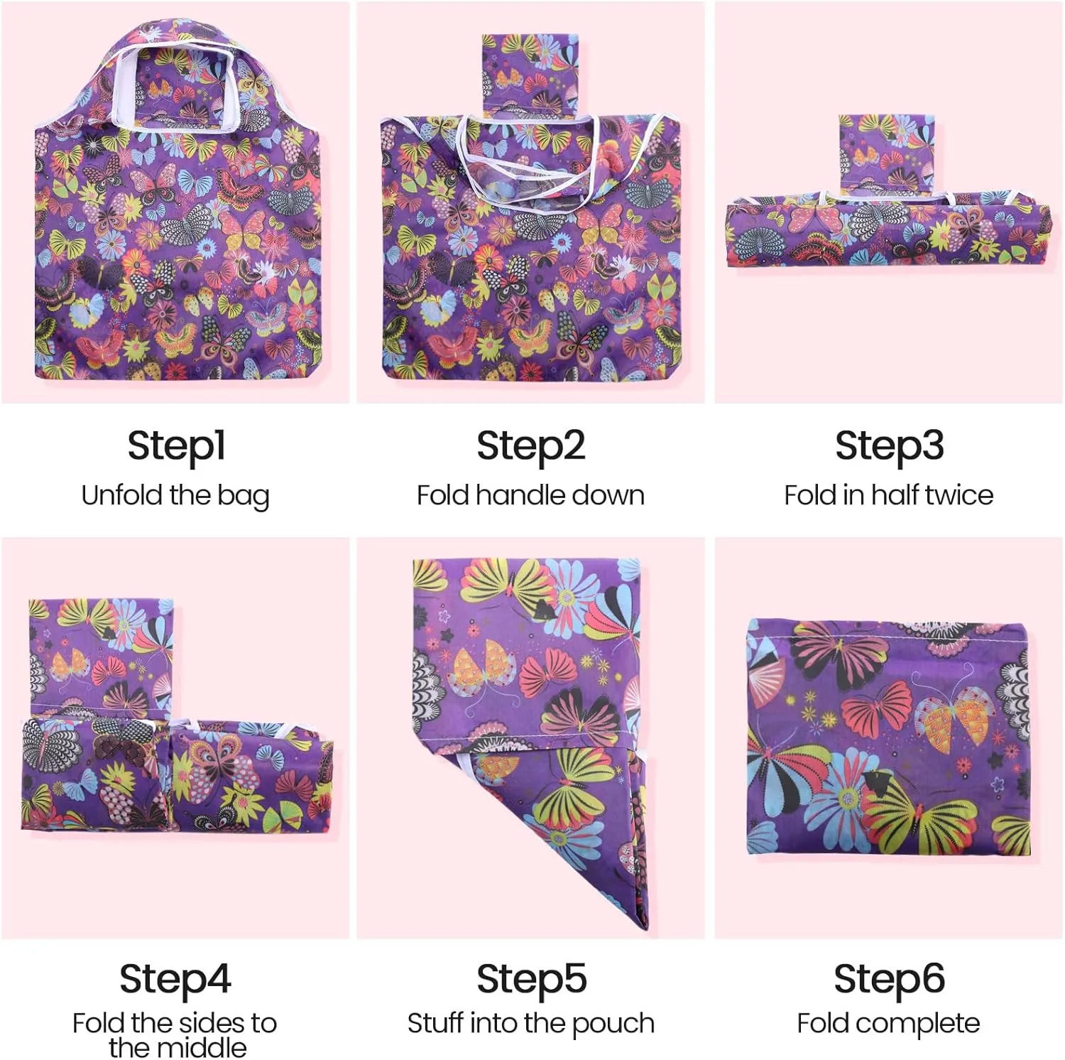 Weewooday 18 Pieces Foldable Reusable Shopping Bags Machine Washable Grocery Bags Waterproof