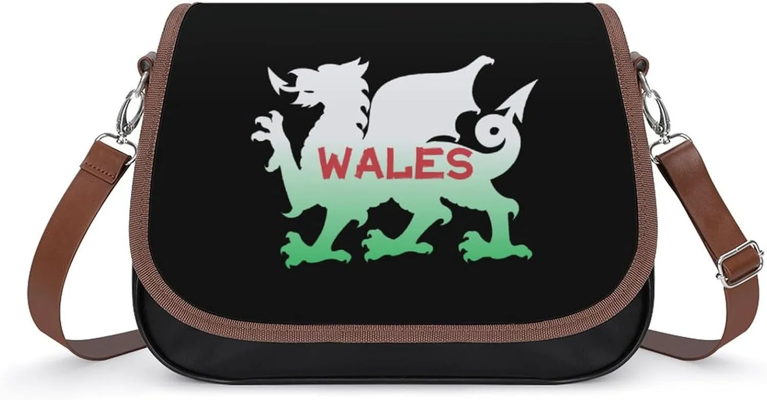 Welsh Dragon Flag of Wales Trendy Crossbody Bags Purses for Women Casual Shoulder Handbags with Adjustable Wide Strap