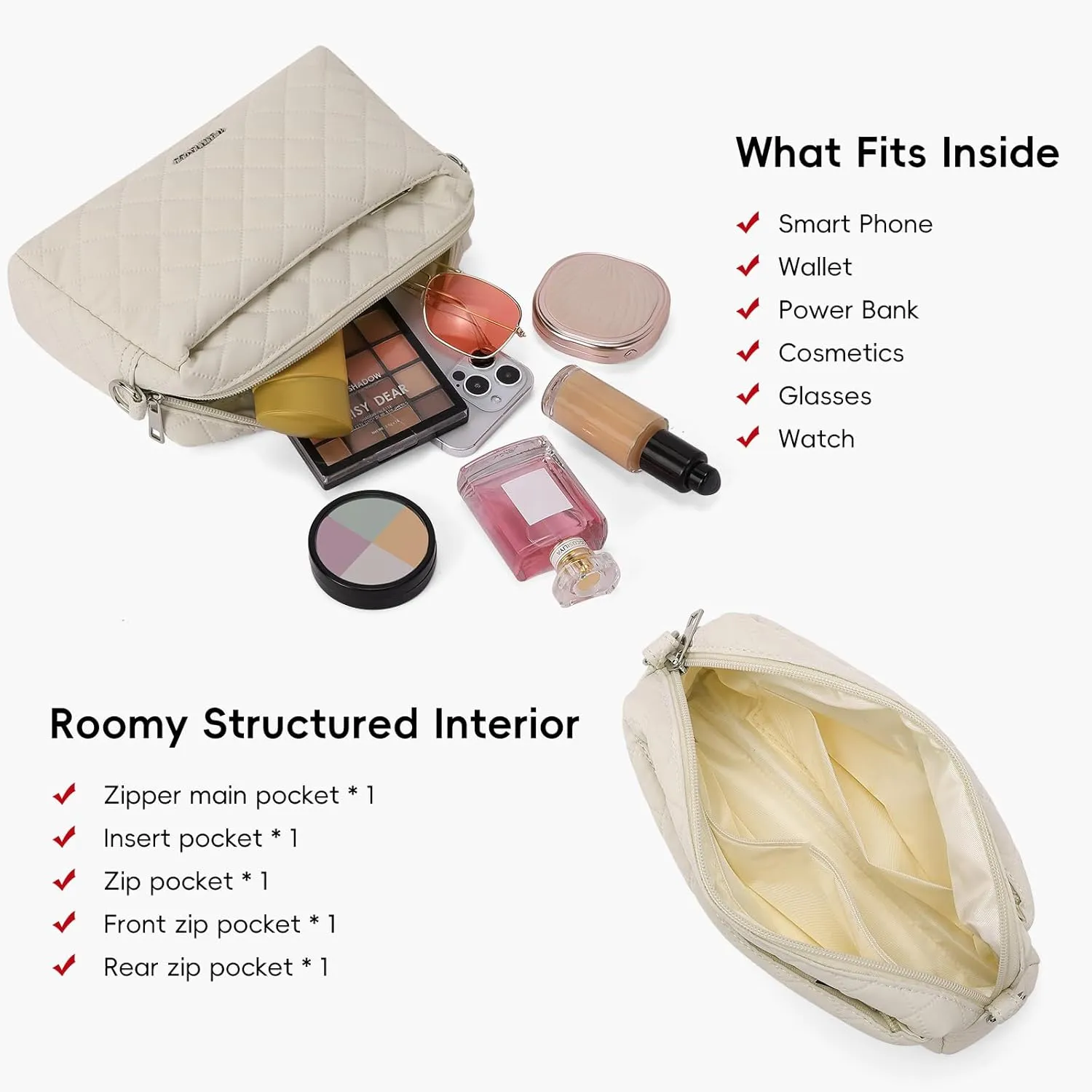 WESTBRONCO Quilted Crossbody Bags for Women Small Crossbody Purse Nylon Lightweight Shoulder Handbags with Adjustable Strap