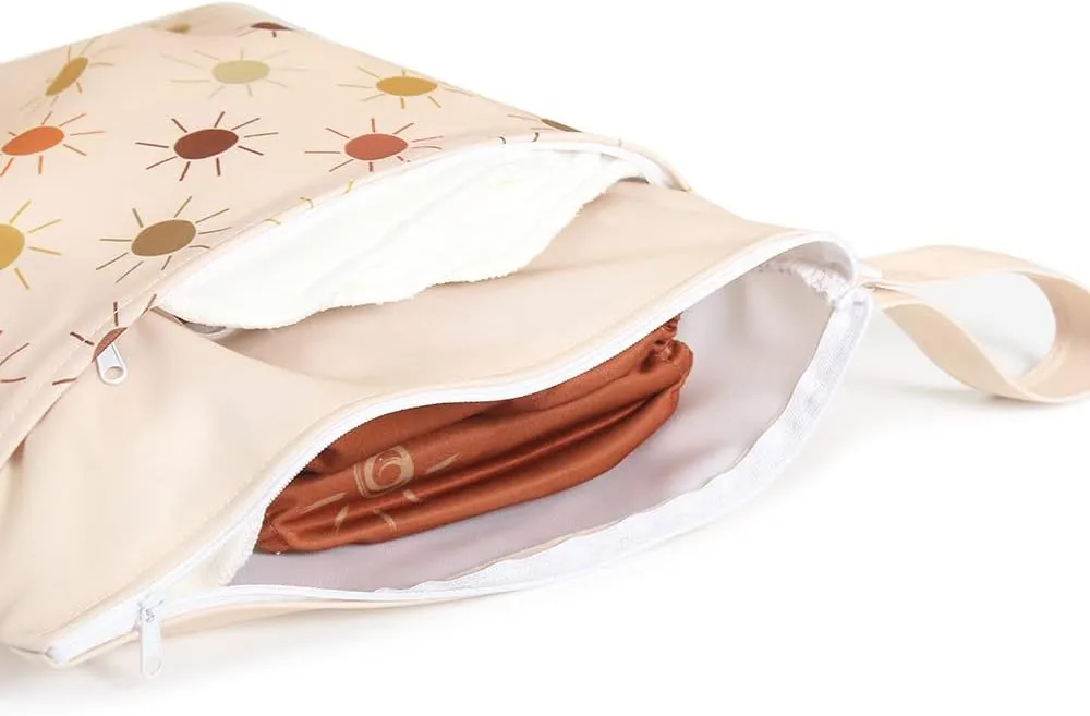Wet Dry Bags for Baby Cloth Diapers - Waterproof Reusable Washable Travel Bags, Gym Bag, Pool, Daycare Soiled Baby Items Yoga Gym Bag for Swimsuits & Wet Clothes 3pcs/set（Blue&Flower