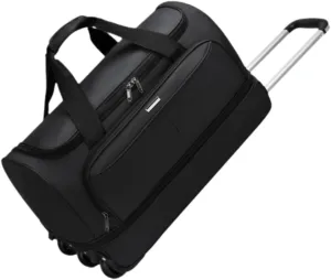 Wheeled Duffel Bag Suitcase Carrier Heavy Duty Rolling Garment Bag Trolley Bag for Picnic Traveling Outdoor Men Business Trip, black, M
