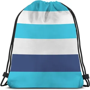 White Blue Stripes Drawstring Bags Backpack Bag Colorful Striped Pattern Modern Fashion Design Art Sport Gym Sack Drawstring Bag String Bag Yoga Bag for Men Women