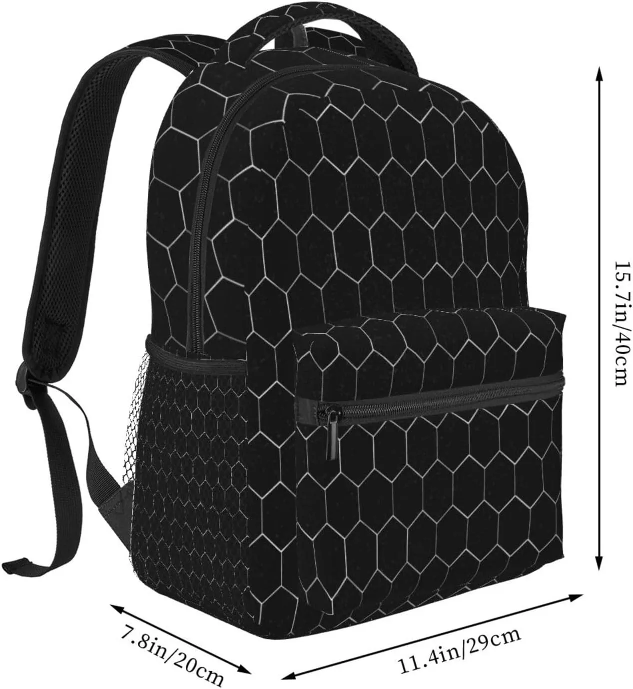 White Hexagonal Backpack for Men Women, Travel Laptop Backpack Computer Bag Daypack for Business Work Weekender