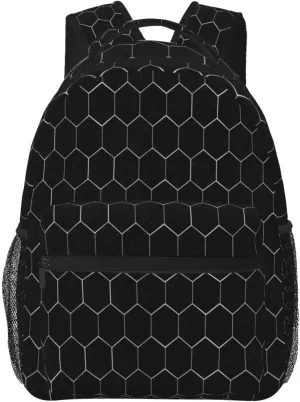 White Hexagonal Backpack for Men Women, Travel Laptop Backpack Computer Bag Daypack for Business Work Weekender