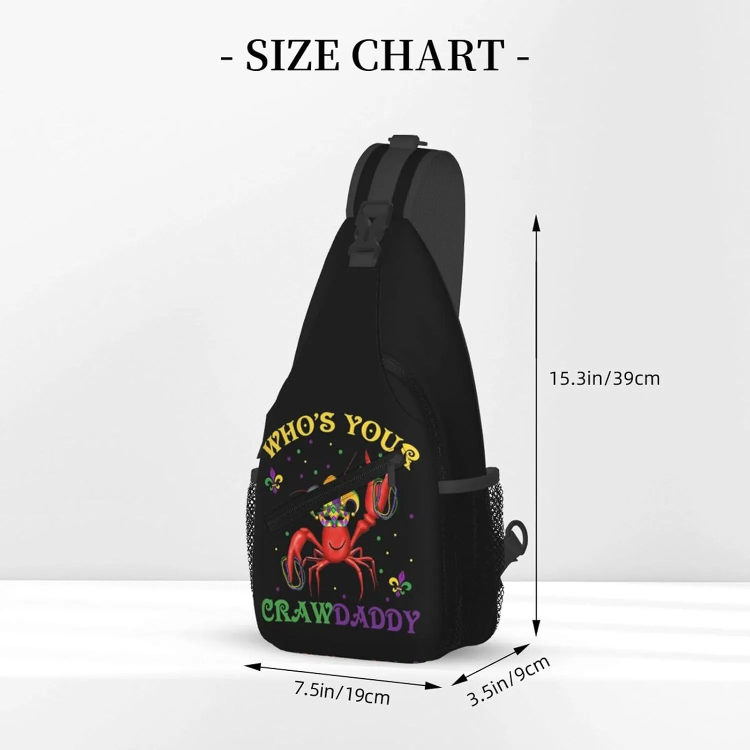 Who's Your Crawdaddy Mardi Gras Mask Beads Crawfish Sling Bag Crossbody Bag Chest Bags Travel Shoulder Backpack