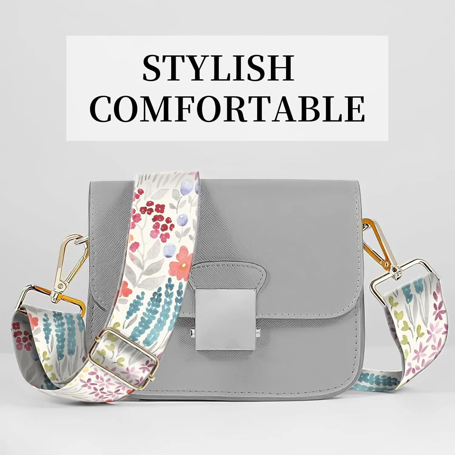 Wide Purse Strap Replacement Crossbody, Funny Shoulder Strap Adjustable, Cute Bag Strap for Women Guitar Purses Colorful Boho Flower Leaf
