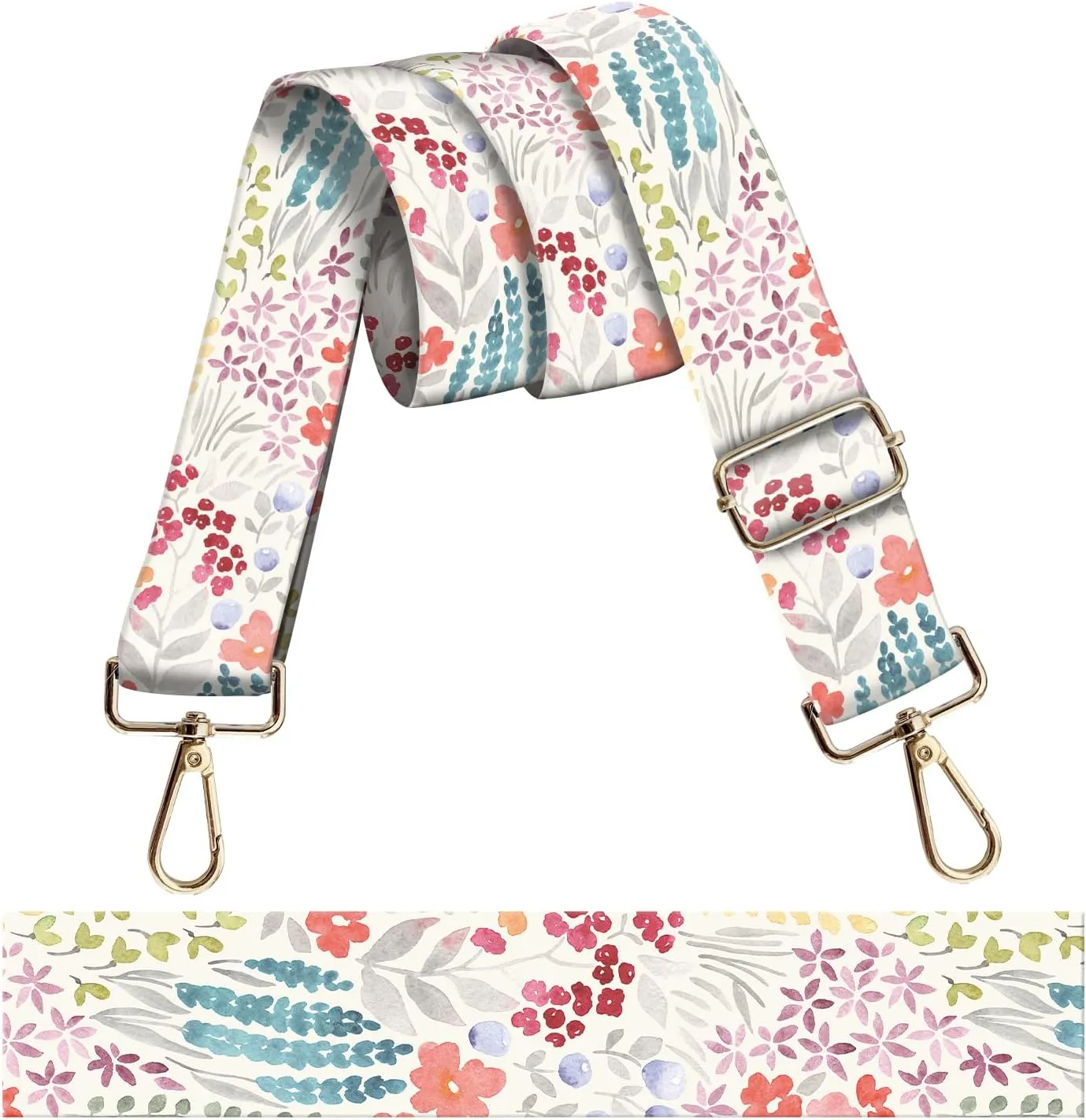 Wide Purse Strap Replacement Crossbody, Funny Shoulder Strap Adjustable, Cute Bag Strap for Women Guitar Purses Colorful Boho Flower Leaf