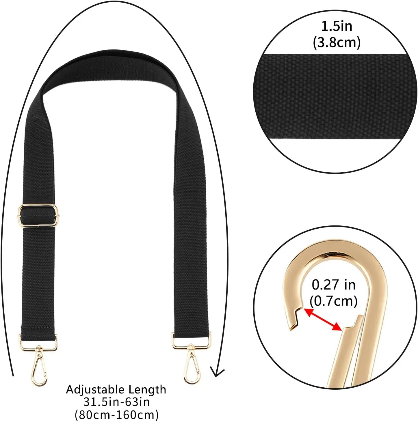 Wide Purse Straps Replacement Adjustable Crossbody Gold Hardware Canvas Shoulder Strap For Women