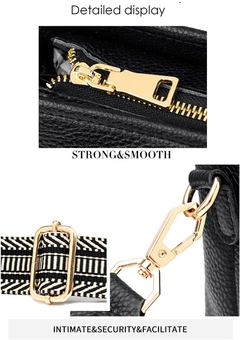 Wide Shoulder Strap Crossbody Small Square Bag Top-Grain Leather Single Shoulder Bag Casual Crossbody Bag