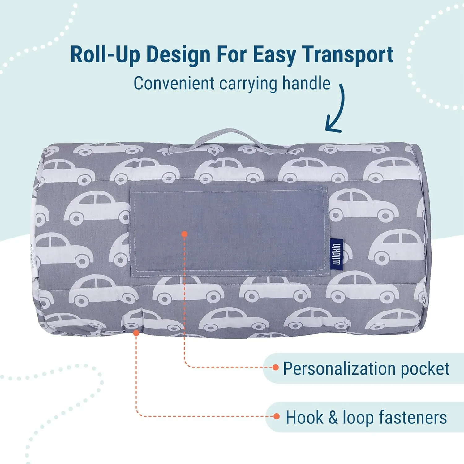 Wildkin Kids Original Nap Mat – Cozy Kids Sleep Mat with Pillow, Ideal for School & Travel - Cars