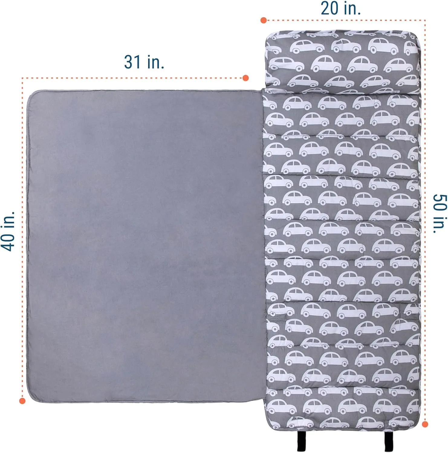 Wildkin Kids Original Nap Mat – Cozy Kids Sleep Mat with Pillow, Ideal for School & Travel - Cars