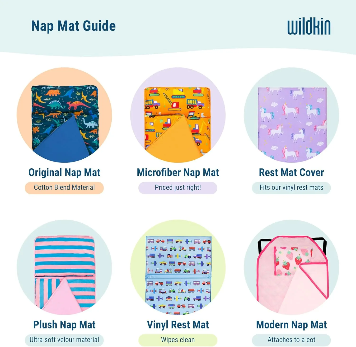 Wildkin Kids Original Nap Mat – Cozy Kids Sleep Mat with Pillow, Ideal for School & Travel - Heroes