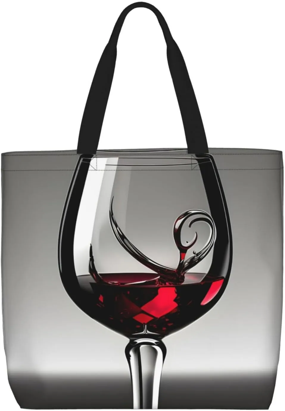 Wine Glass print Women Tote Bags with Inner Bag Handbags with Pattern for Shopping Office
