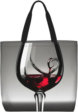 Wine Glass print Women Tote Bags with Inner Bag Handbags with Pattern for Shopping Office