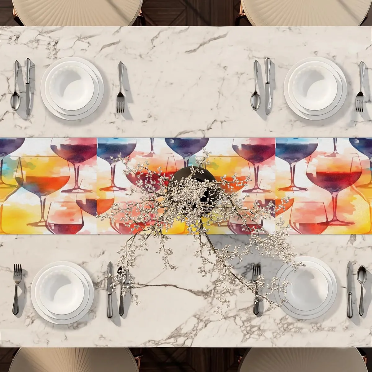 Wine Glass Watercolor Briefcases for Men Crossbody Bags Laptop Carrying Case Messenger Bag for 15" Laptops and Under