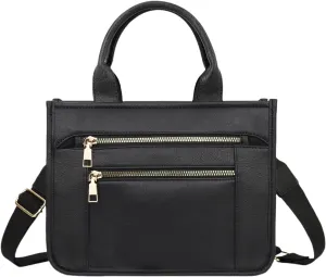 WJCD Women's Tote Handbags Stylish Vegan Leather Handheld Purse for Women Plaid Striped Adjustable Strap Durable Lightweight