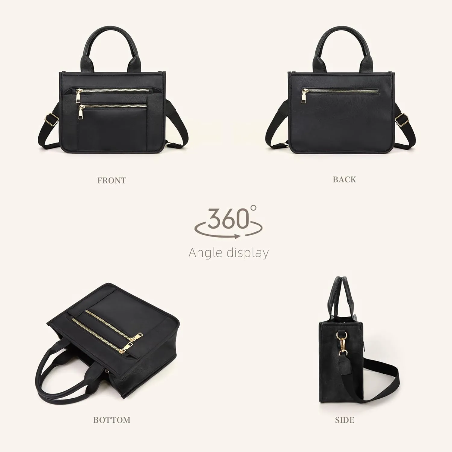 WJCD Women's Tote Handbags Stylish Vegan Leather Handheld Purse for Women Plaid Striped Adjustable Strap Durable Lightweight