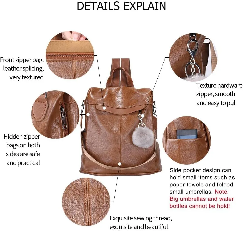 Women Backpack Purse Fashion Waterproof Anti-theft PU Leather Nylon Shoulder Bag Travel Backpack Ladies