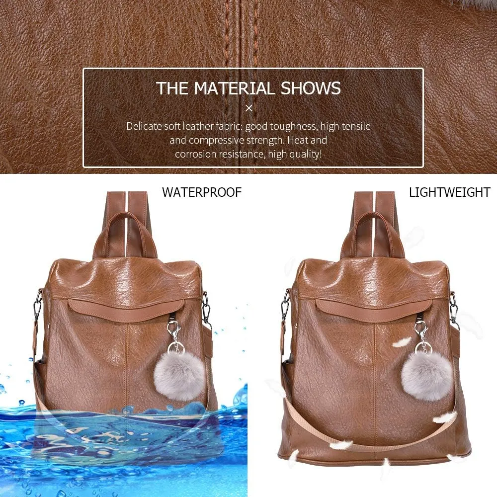 Women Backpack Purse Fashion Waterproof Anti-theft PU Leather Nylon Shoulder Bag Travel Backpack Ladies