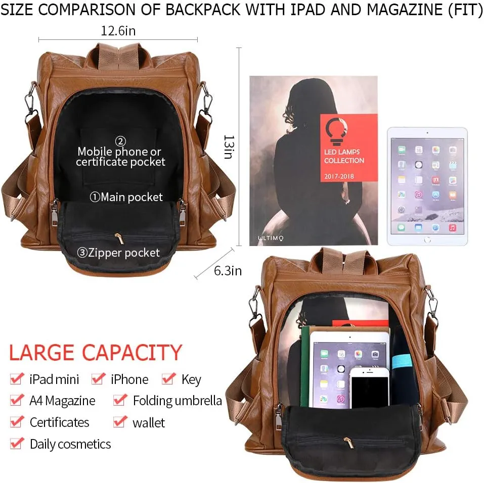 Women Backpack Purse Fashion Waterproof Anti-theft PU Leather Nylon Shoulder Bag Travel Backpack Ladies
