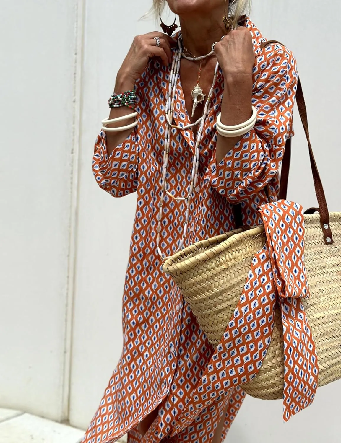 Women Button Down Striped Shirt Maxi Dress Casual Lapel 3/4 Sleeve Belted Loose Cotton Vacation Long Dresses