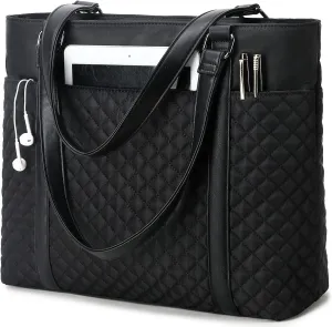 Women Laptop Tote Bag for Work Canvas Handbag Purse Shoulder Bag Lightweight Canvas Laptop Bag for 15.6 Inch