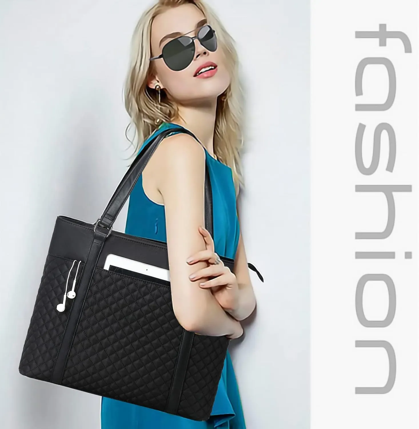 Women Laptop Tote Bag for Work Canvas Handbag Purse Shoulder Bag Lightweight Canvas Laptop Bag for 15.6 Inch