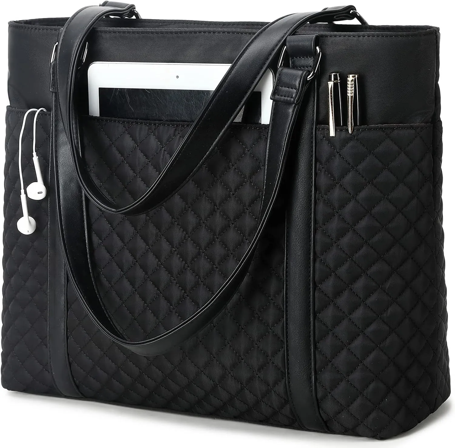 Women Laptop Tote Bag for Work Canvas Handbag Purse Shoulder Bag Lightweight Canvas Laptop Bag for 15.6 Inch