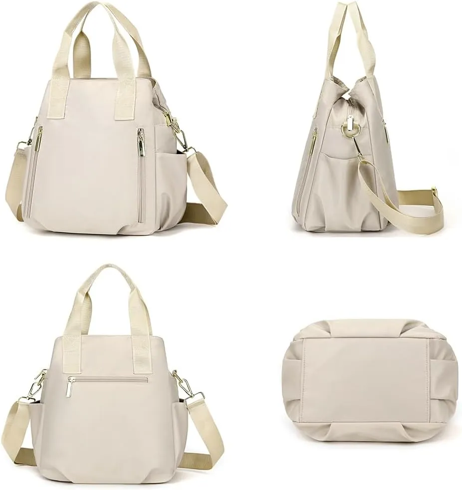 Women Large Canvas Tote Bags Nylon Multi Compartment Top-handle Handbags Waterproof Crossbogy Bags Totes Purse