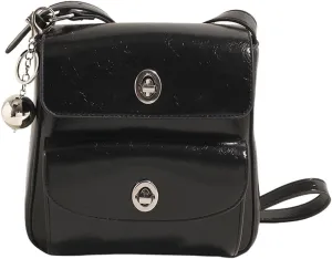 Women Oil Wax Leather Crossbody Bag Double Pocket Handbag Adjustable Strap Clutch Purse Satchel Purse for Work Tra