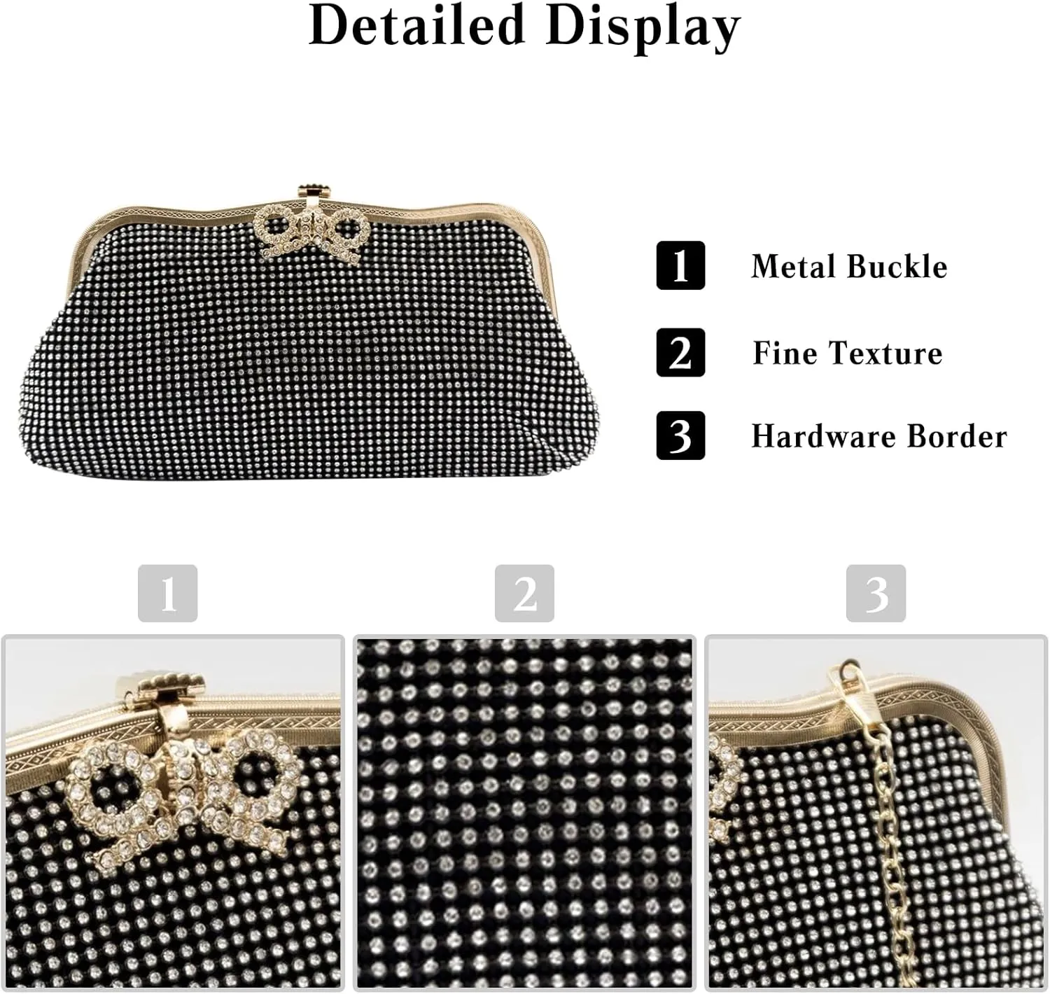 Women Rhinestone Evening Bag Bling Crystals Clutch Bag Bridal Wedding Purse Shoulder Bag With Chain Sparkling Handbag