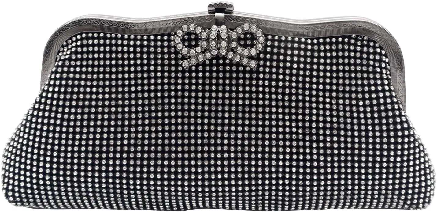 Women Rhinestone Evening Bag Bling Crystals Clutch Bag Bridal Wedding Purse Shoulder Bag With Chain Sparkling Handbag
