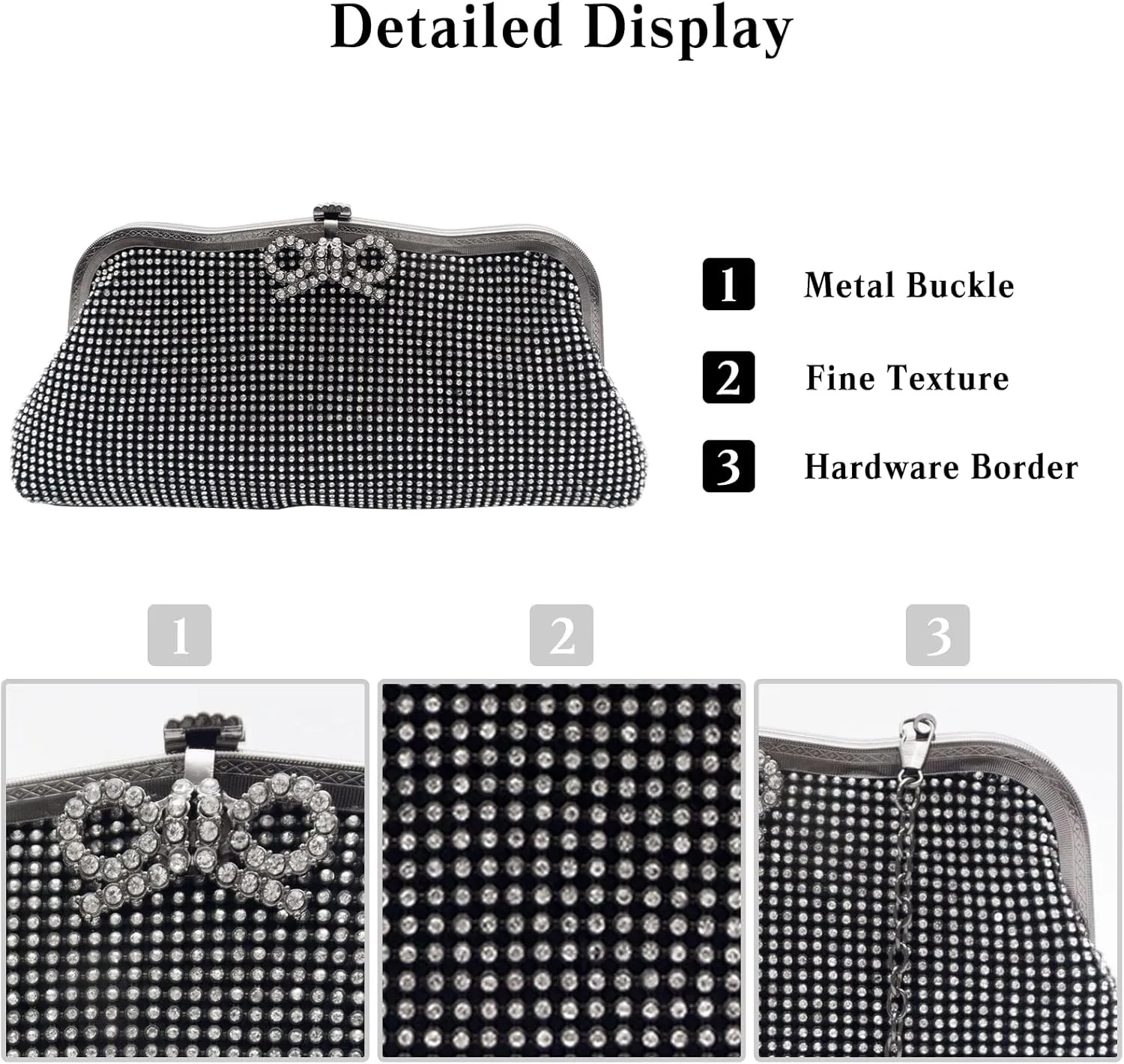 Women Rhinestone Evening Bag Bling Crystals Clutch Bag Bridal Wedding Purse Shoulder Bag With Chain Sparkling Handbag