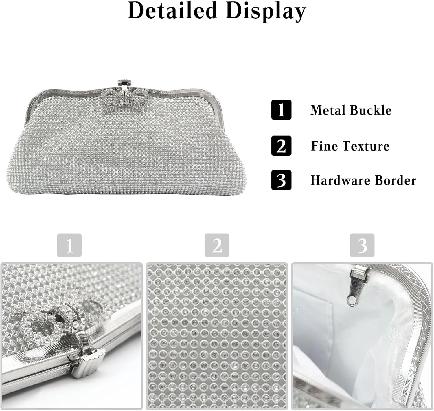 Women Rhinestone Evening Bag Bling Crystals Clutch Bag Bridal Wedding Purse Shoulder Bag With Chain Sparkling Handbag