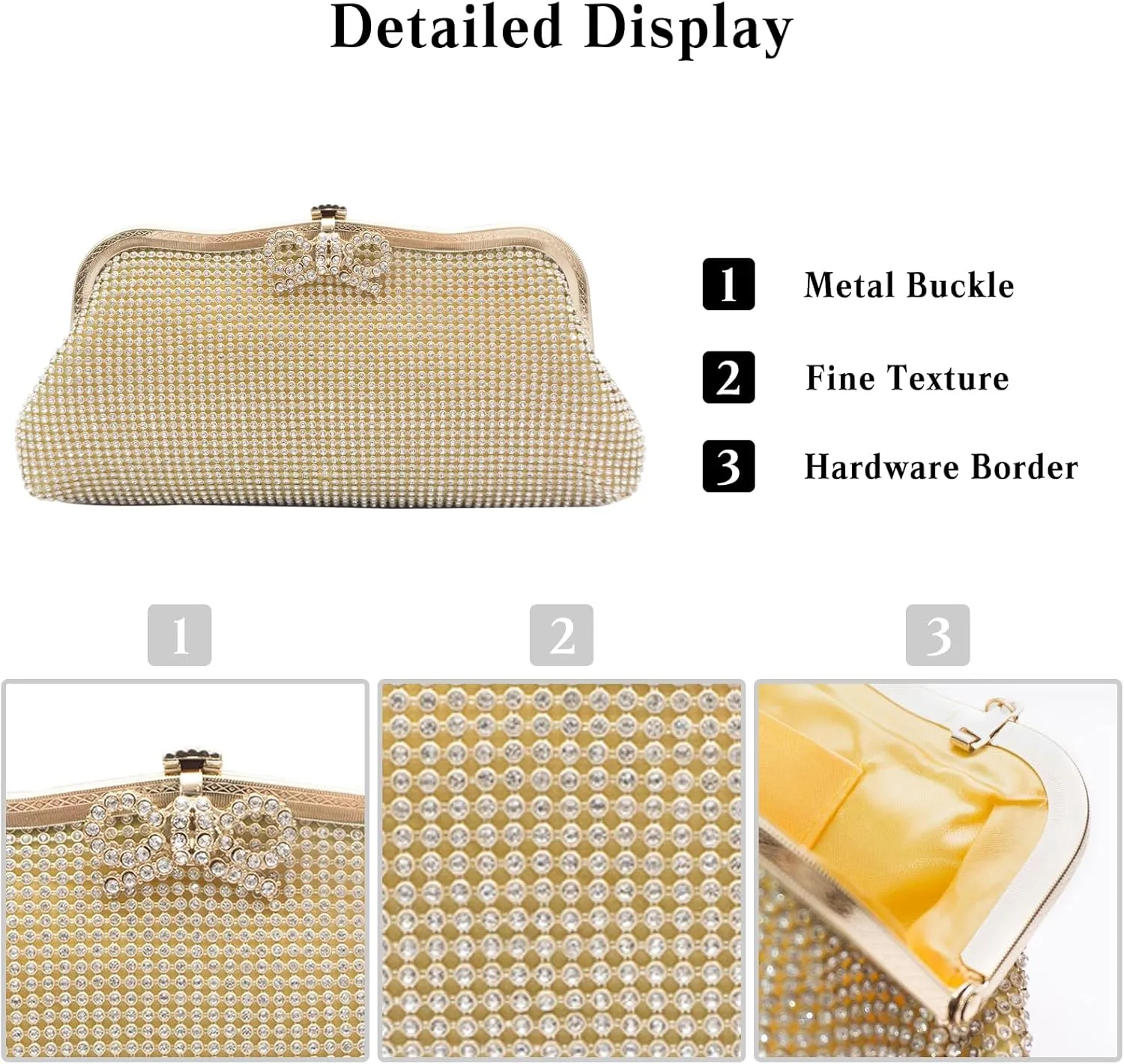 Women Rhinestone Evening Bag Bling Crystals Clutch Bag Bridal Wedding Purse Shoulder Bag With Chain Sparkling Handbag