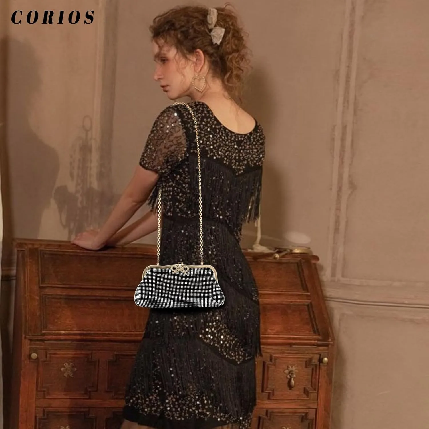 Women Rhinestone Evening Bag Bling Crystals Clutch Bag Bridal Wedding Purse Shoulder Bag With Chain Sparkling Handbag