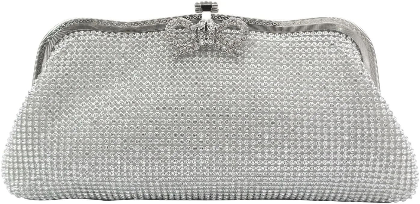 Women Rhinestone Evening Bag Bling Crystals Clutch Bag Bridal Wedding Purse Shoulder Bag With Chain Sparkling Handbag