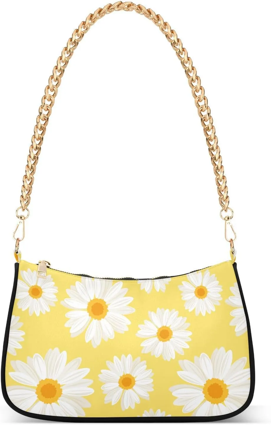 Women Shoulder Bag Bright White Daisy Flowers Lightweight Clutch Handbags Casual Tote Handbags
