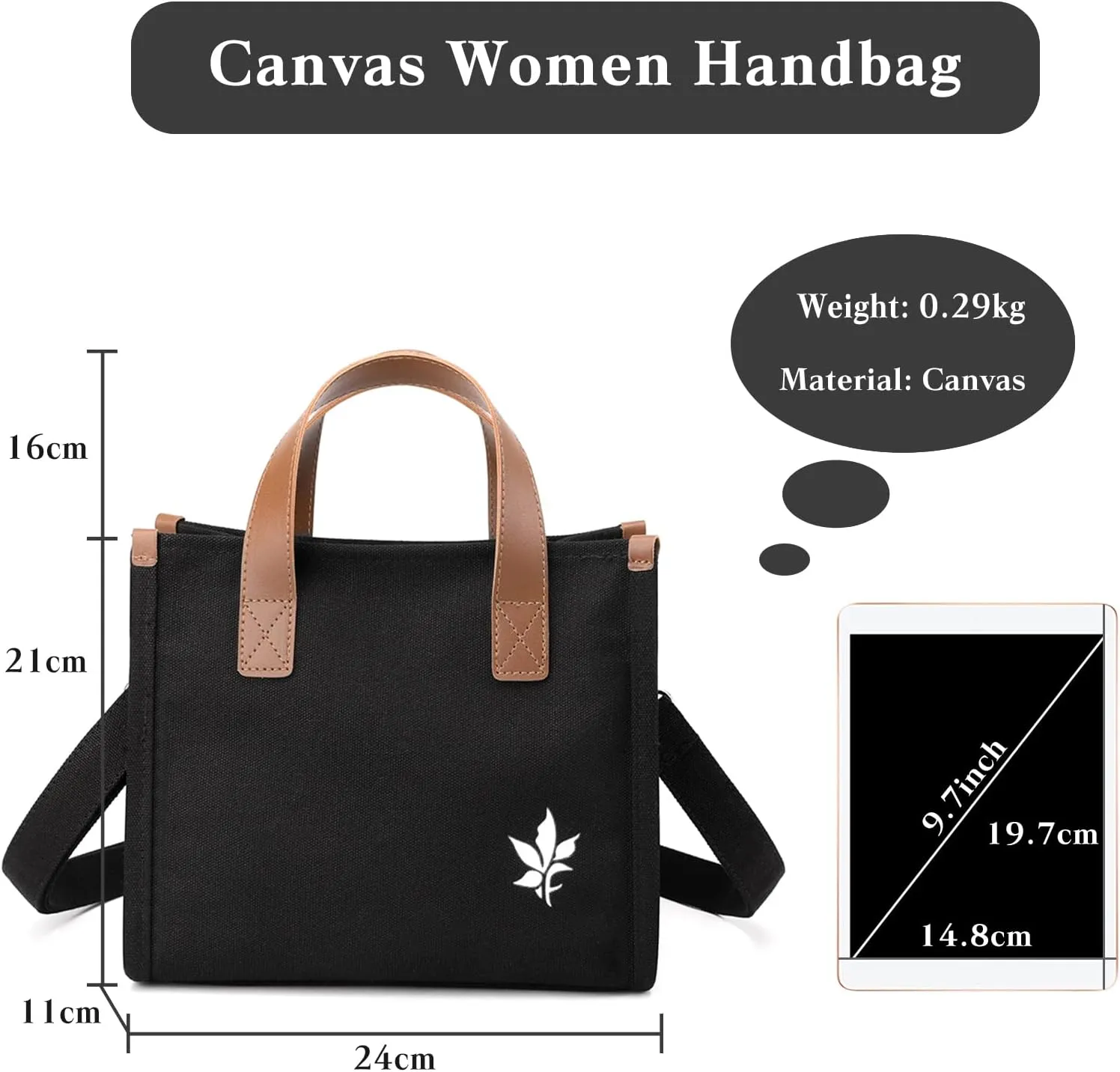 Women Shoulder Bag Canvas Handbag Crossbody Bag Multifunctional Top Handle Bag Casual