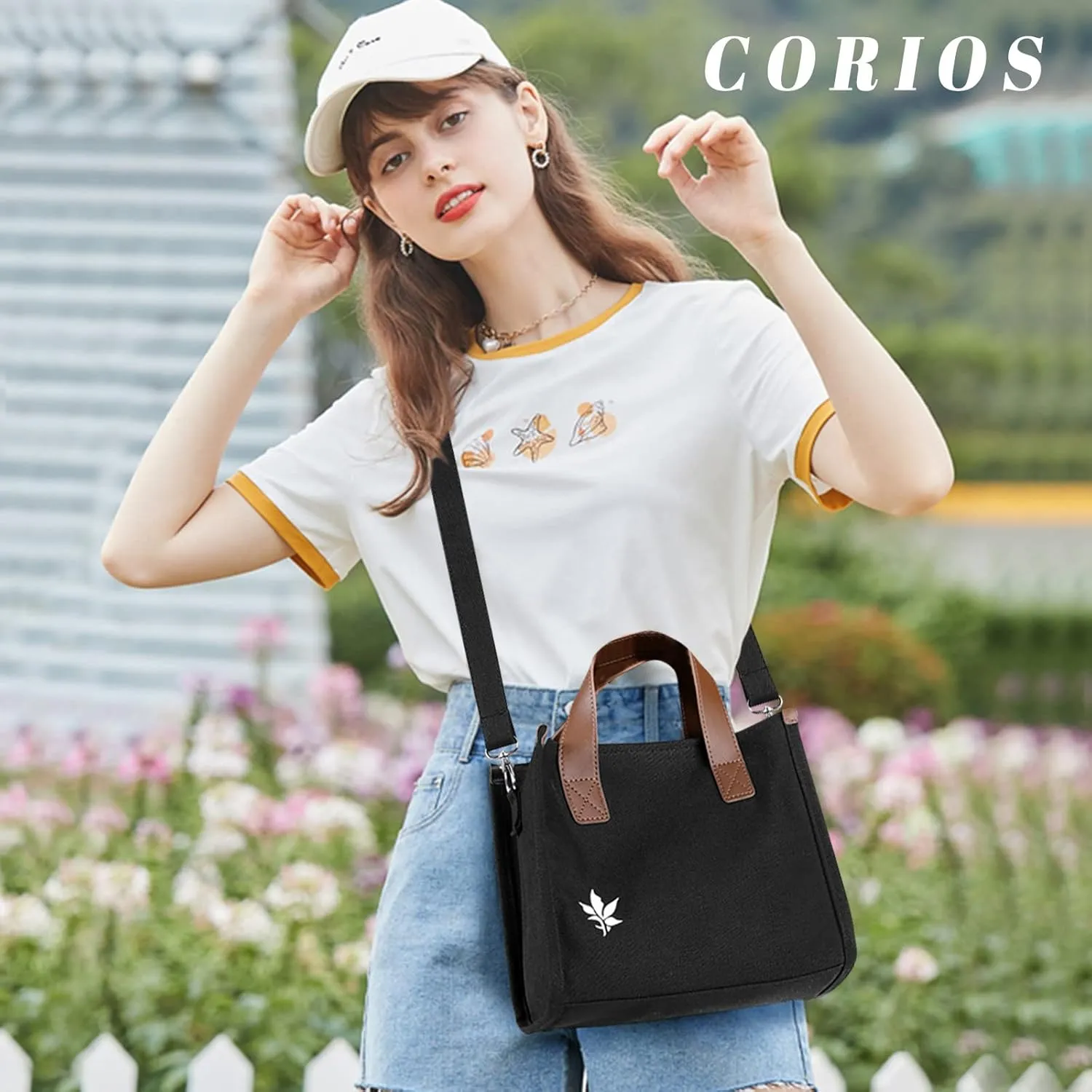 Women Shoulder Bag Canvas Handbag Crossbody Bag Multifunctional Top Handle Bag Casual