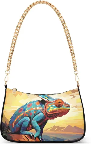 Women Shoulder Bag Chameleon on The Hillside Lightweight Clutch Handbags Casual Tote Handbags