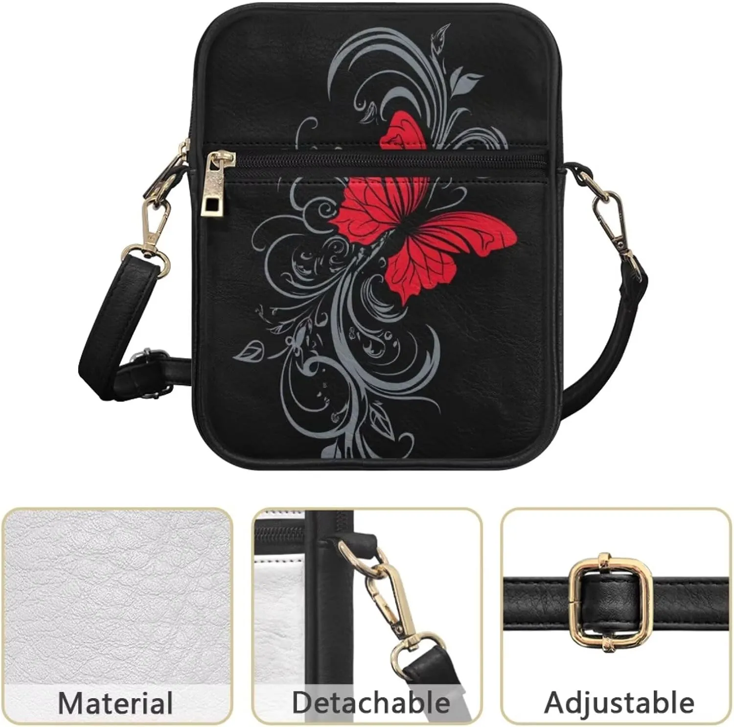 Women Small Crossbody Bags Trendy Messenger Bag Phone Purses Leather Shoulder Bag Multi Pocket Handbags