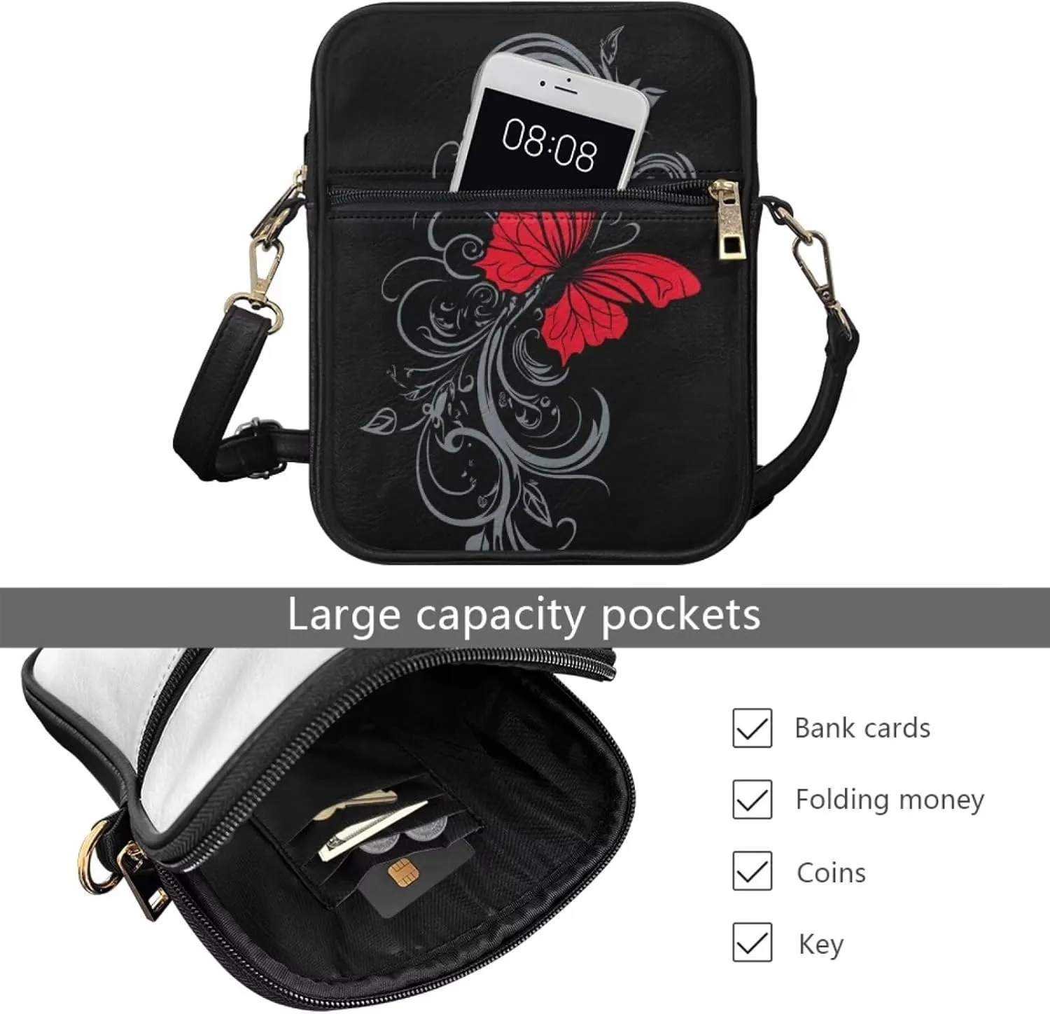 Women Small Crossbody Bags Trendy Messenger Bag Phone Purses Leather Shoulder Bag Multi Pocket Handbags