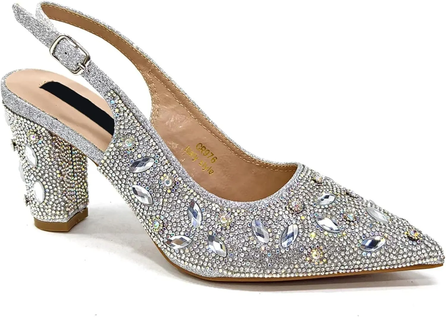 Women’s African Themed Sparkly Wedding Shoes and Purse Combo Crystal Embellished Heels for Formal