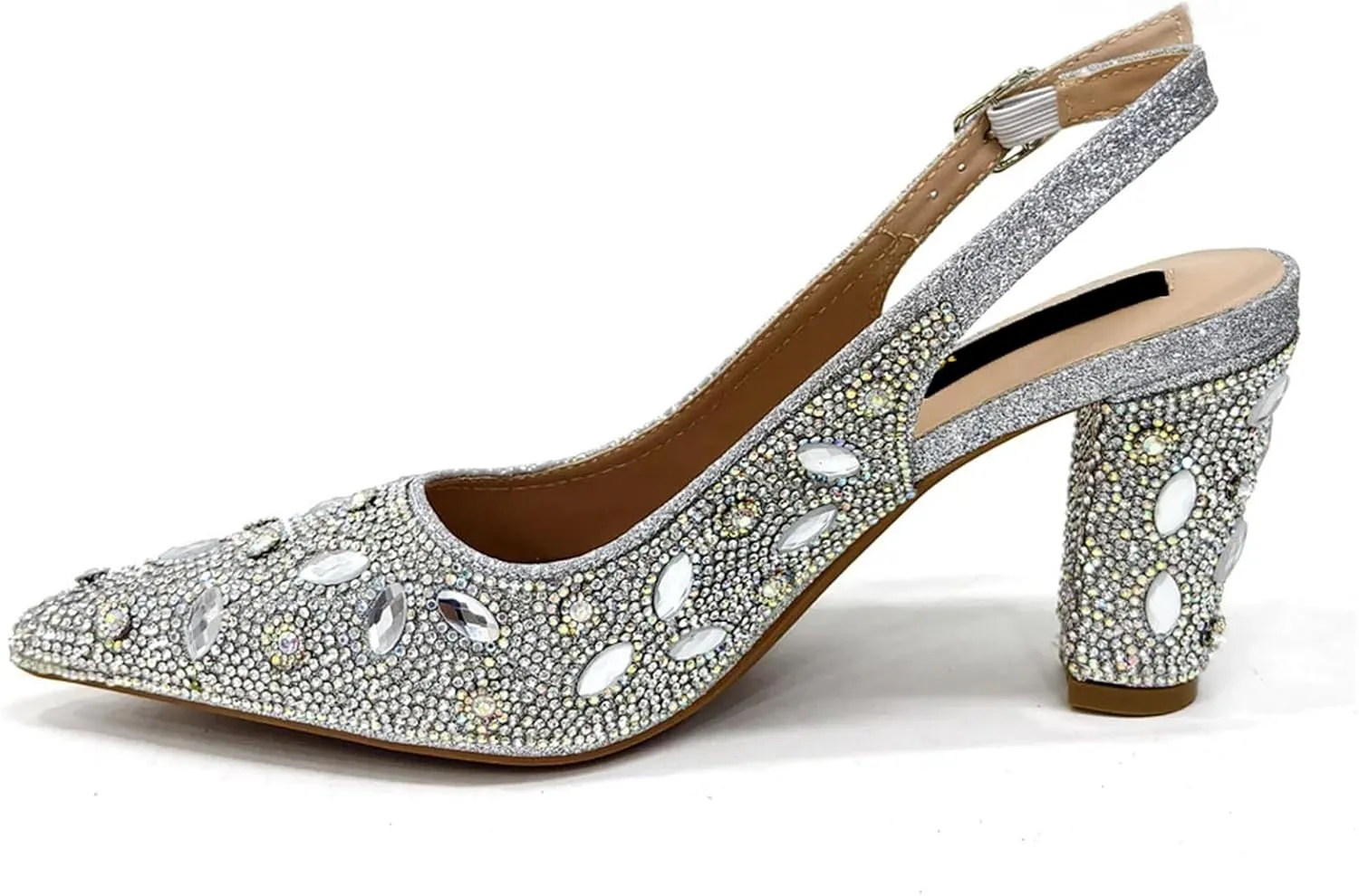Women’s African Themed Sparkly Wedding Shoes and Purse Combo Crystal Embellished Heels for Formal