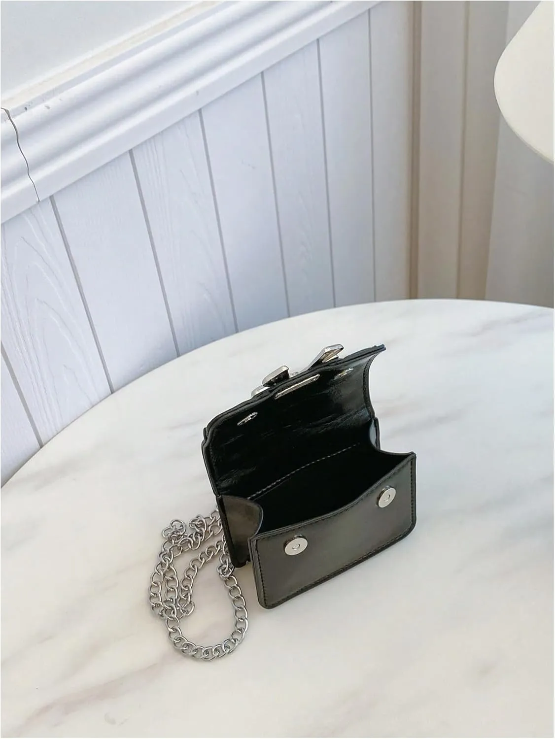 Women's Bow Knot Chain Cross Body Handbag Flap Mini Squared Shoulder Bags